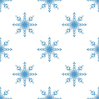Mavi, dikişsiz kış deseni, ambalaj kağıdı ve tekstil için karalama elementleri..