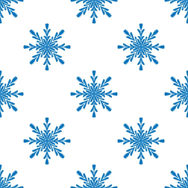 Modrý zimní bezešvý vzor, čmáranice pro balení papíru a textilu. — Stockový vektor