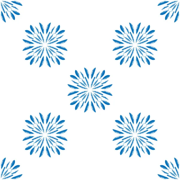 Mavi kar tanesi, beyaz arka planda kusursuz desen çiziyor. El çizimi kış öğeleri ve bayram kartı, baskı, etkinlik, ambalaj kağıdı ve tekstil sembolü. Ev ve tekstil için Doodle vektör tasarımı