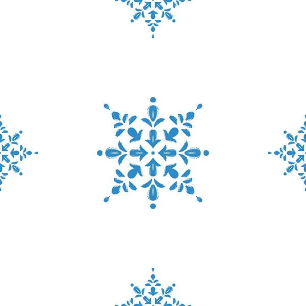 Azul Copo Nieve Garabato Patrón Sin Costuras Sobre Fondo Blanco — Vector de stock