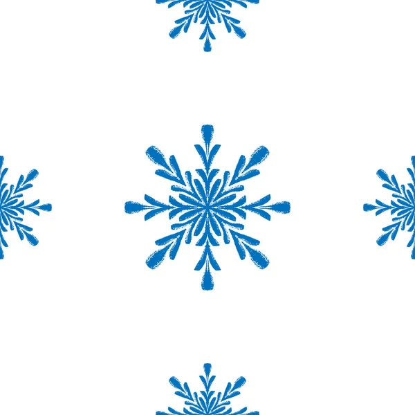 Mavi kar tanesi, beyaz arka planda kusursuz desen çiziyor. El çizimi kış öğeleri ve bayram kartı, baskı, etkinlik, ambalaj kağıdı ve tekstil sembolü. Ev ve tekstil için Doodle vektör tasarımı