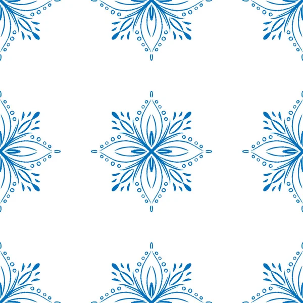 Mavi, dikişsiz kış deseni, ambalaj kağıdı ve tekstil için karalama elementleri.. — Stok Vektör