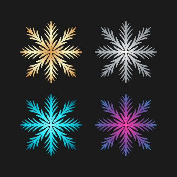 Vectorgradiënt sneeuwvlok. Goud en blauw wintersymbool. — Stockvector