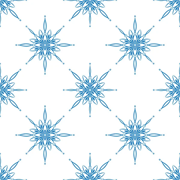 Blauw winter naadloos patroon, doodle elementen voor inpakpapier en textiel. — Stockvector