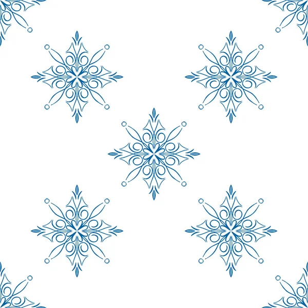 Blå vinter sømløse mønster, doodle elementer til indpakning papir og tekstil . – Stock-vektor