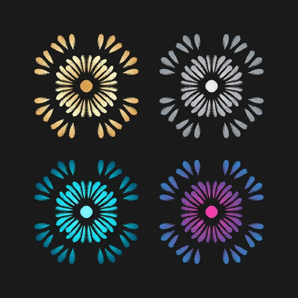 Vektör eğimli kar tanesi. Altın ve mavi kış sembolü.