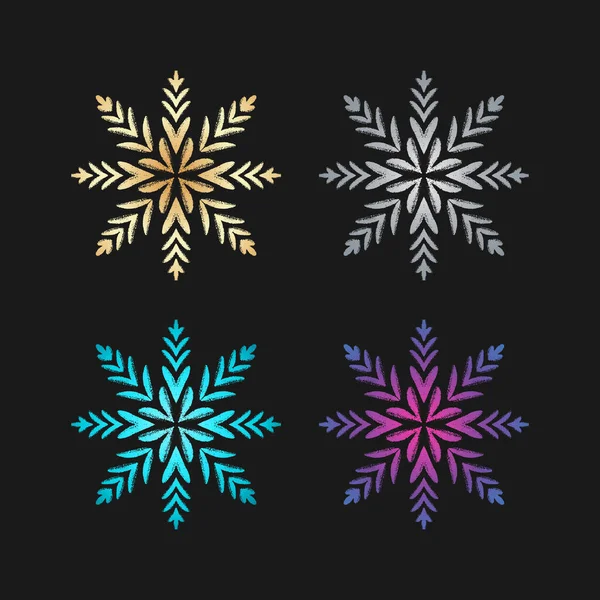 Vectorgradiënt sneeuwvlok. Goud en blauw wintersymbool. — Stockvector