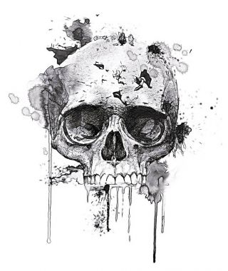 Scary human skull print clipart