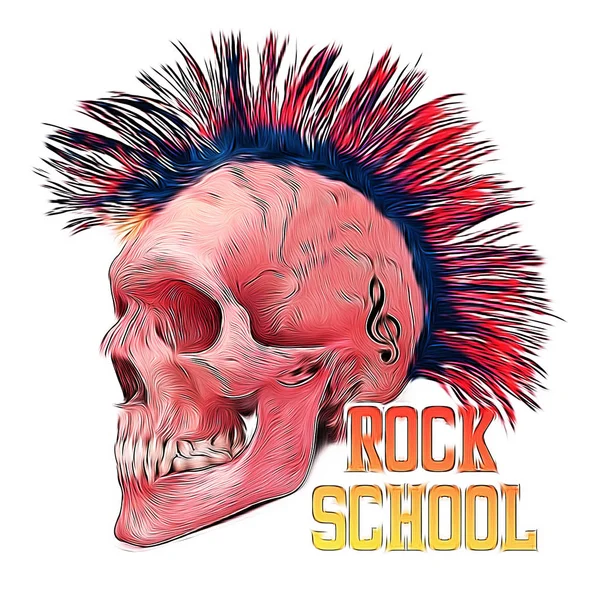 Rock and roll s motivem grafiky s lebkou — Stock fotografie