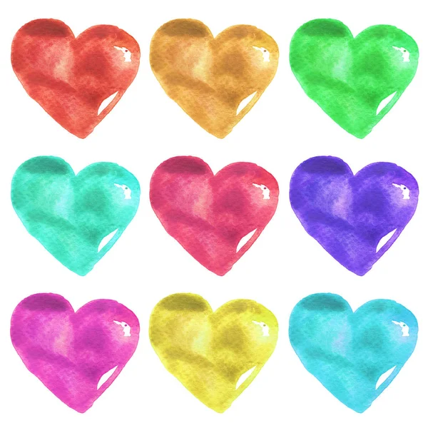 Watercolor hearts set — Stock Photo, Image
