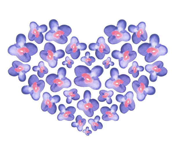 Suluboya çiçek kalp — Stok fotoğraf