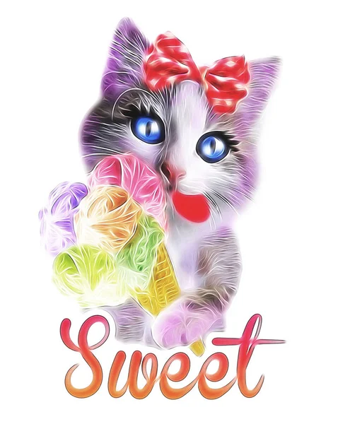Bedårande cat print — Stockfoto