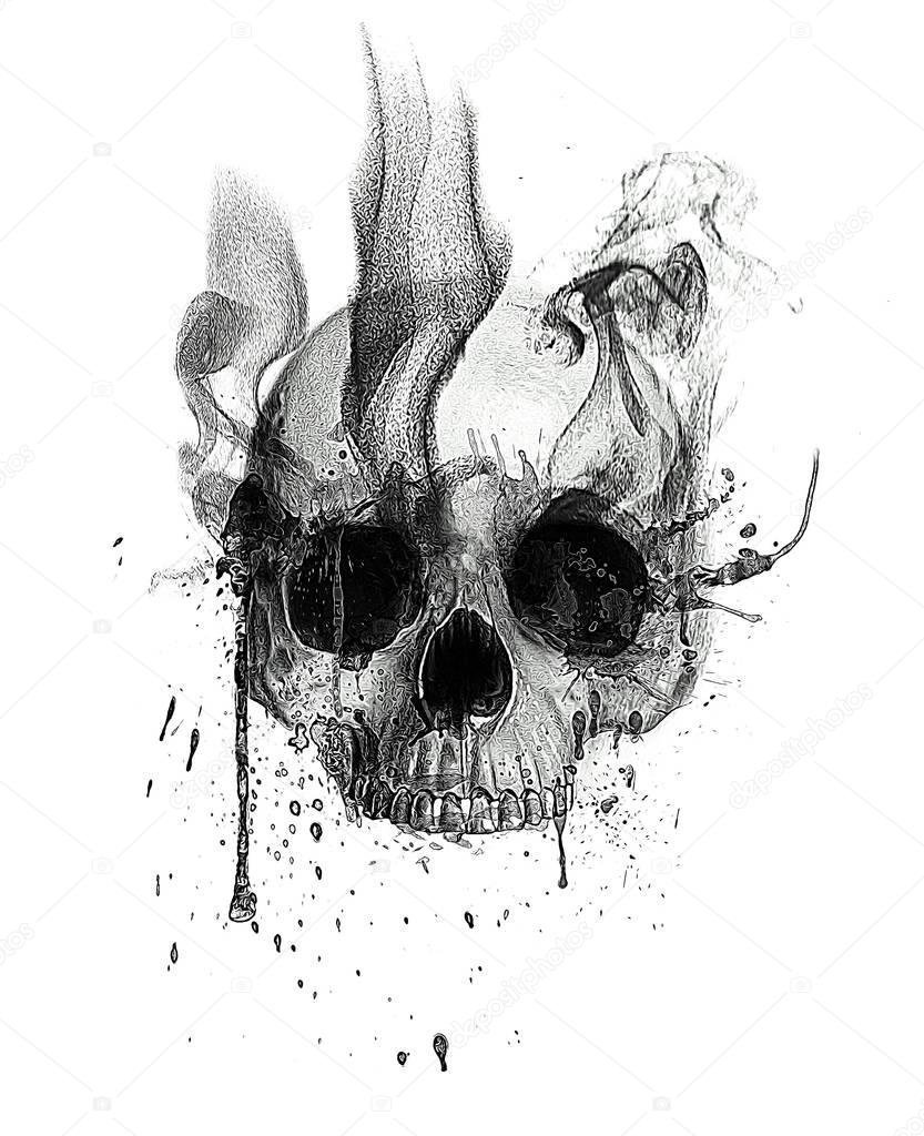 Scary human skull print