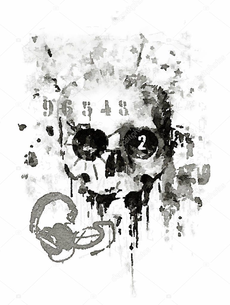 Scary human skull print