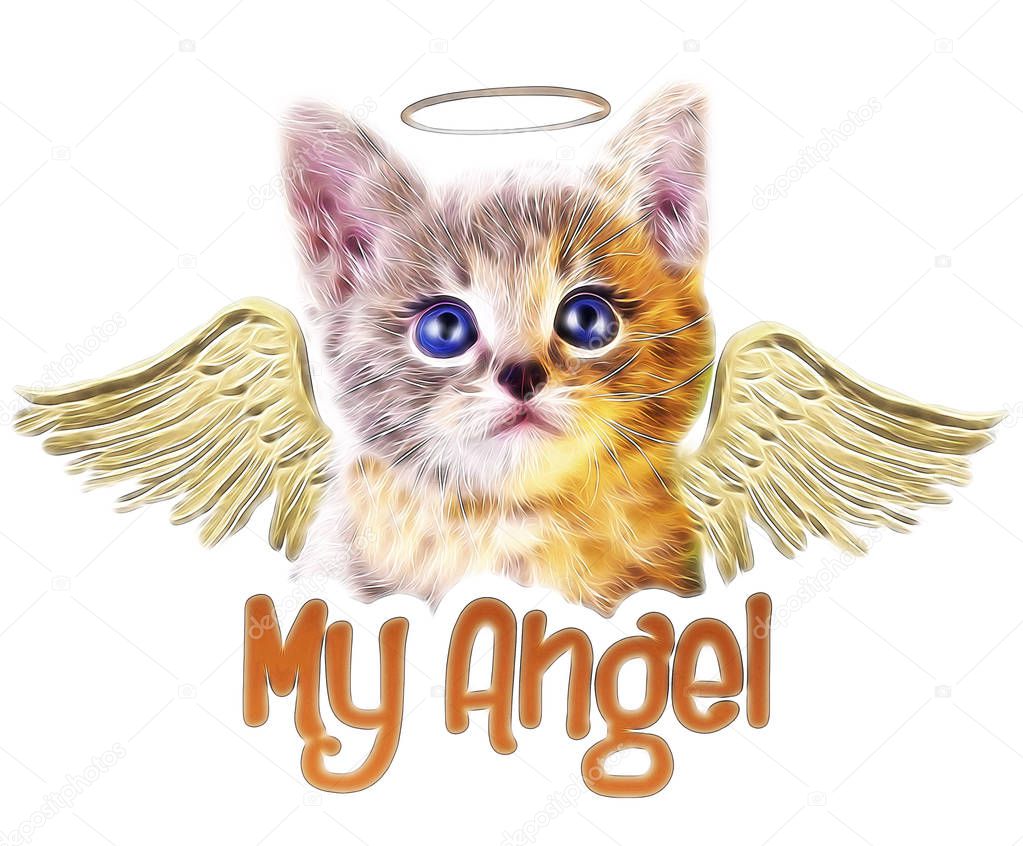 Adorable cat print with wings — Stock Photo © StudioLondon #163467168
