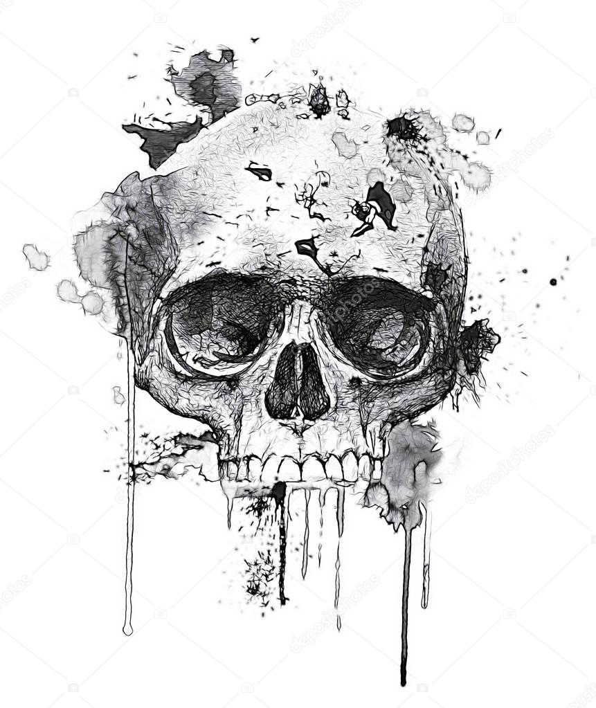 Scary human skull print