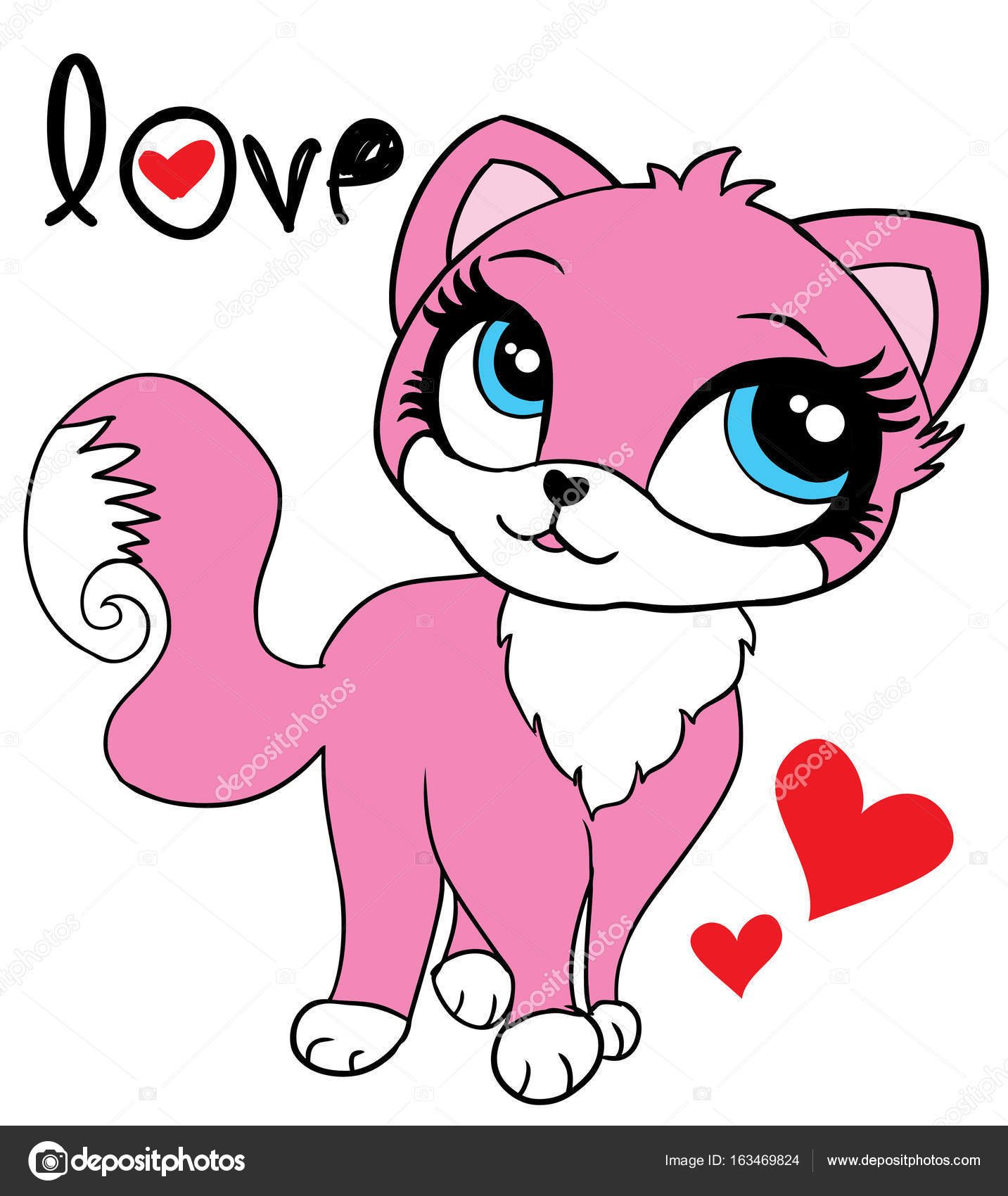 Cute pink cat T-shirt illustration Stock Vector Image by ©StudioLondon  #163469824