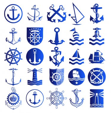 Set of different anchor icons clipart