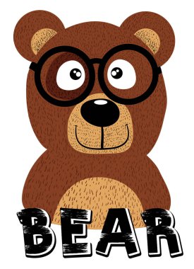 Gözlük takan kahverengi çizgi film ayı