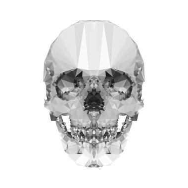 Beyaz arka plan üzerinde kristal kafatası 