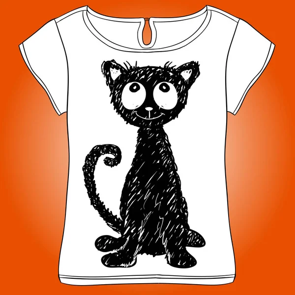 Camiseta con estampado de gato — Archivo Imágenes Vectoriales