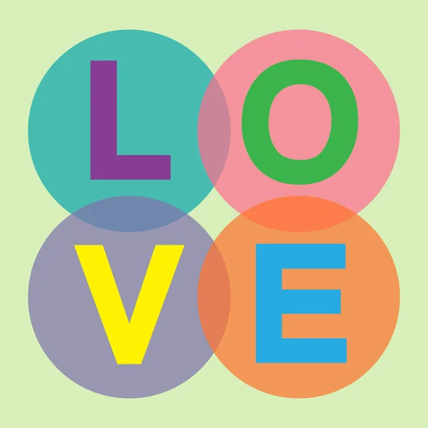 Λέξη αγάπη στο πολύχρωμο κύκλους — Διανυσματικό Αρχείο