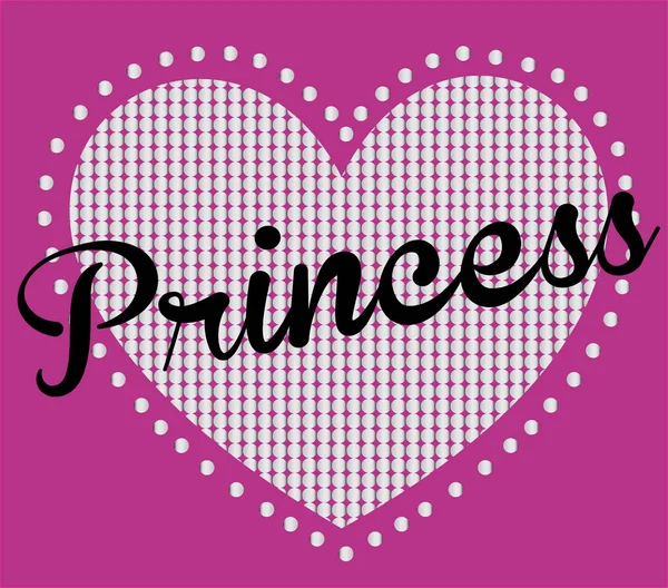 Πριγκίπισσα γράμματα σε φόντο ροζ καρδιά — Διανυσματικό Αρχείο