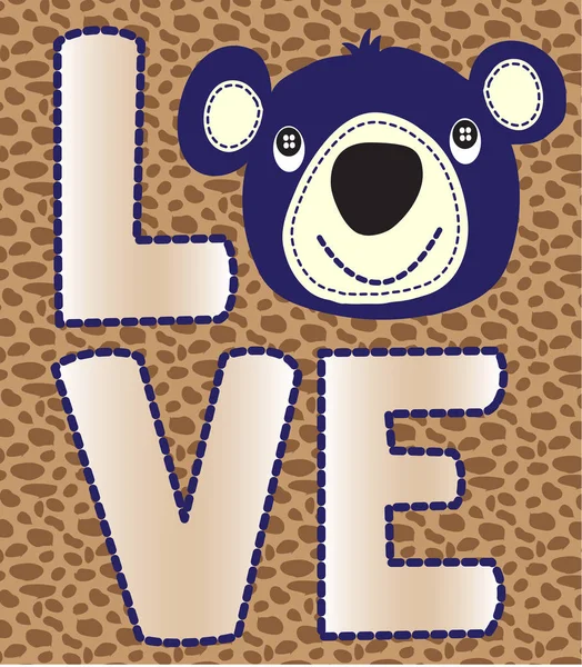 Плакат любви с милым медведем — стоковый вектор