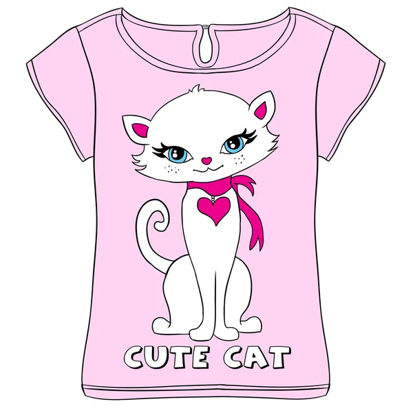 T-shirt avec imprimé chat — Image vectorielle