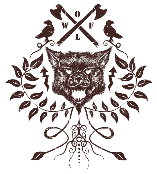 Wolf T-shirt afbeeldingen — Stockvector