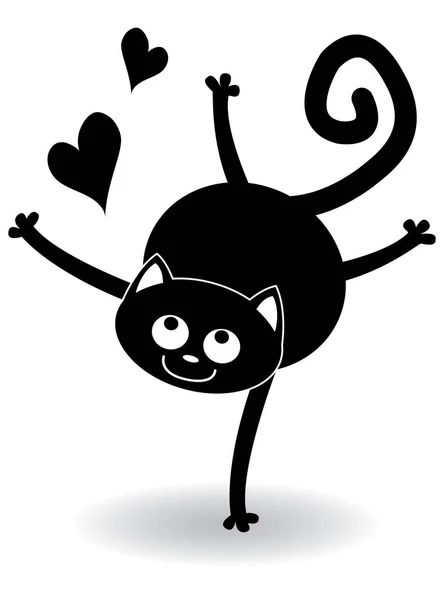 Impressão de gato preto engraçado — Vetor de Stock