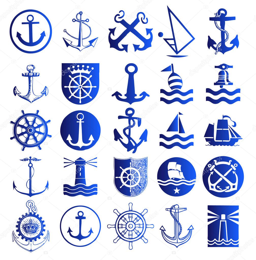 Set of different anchor icons