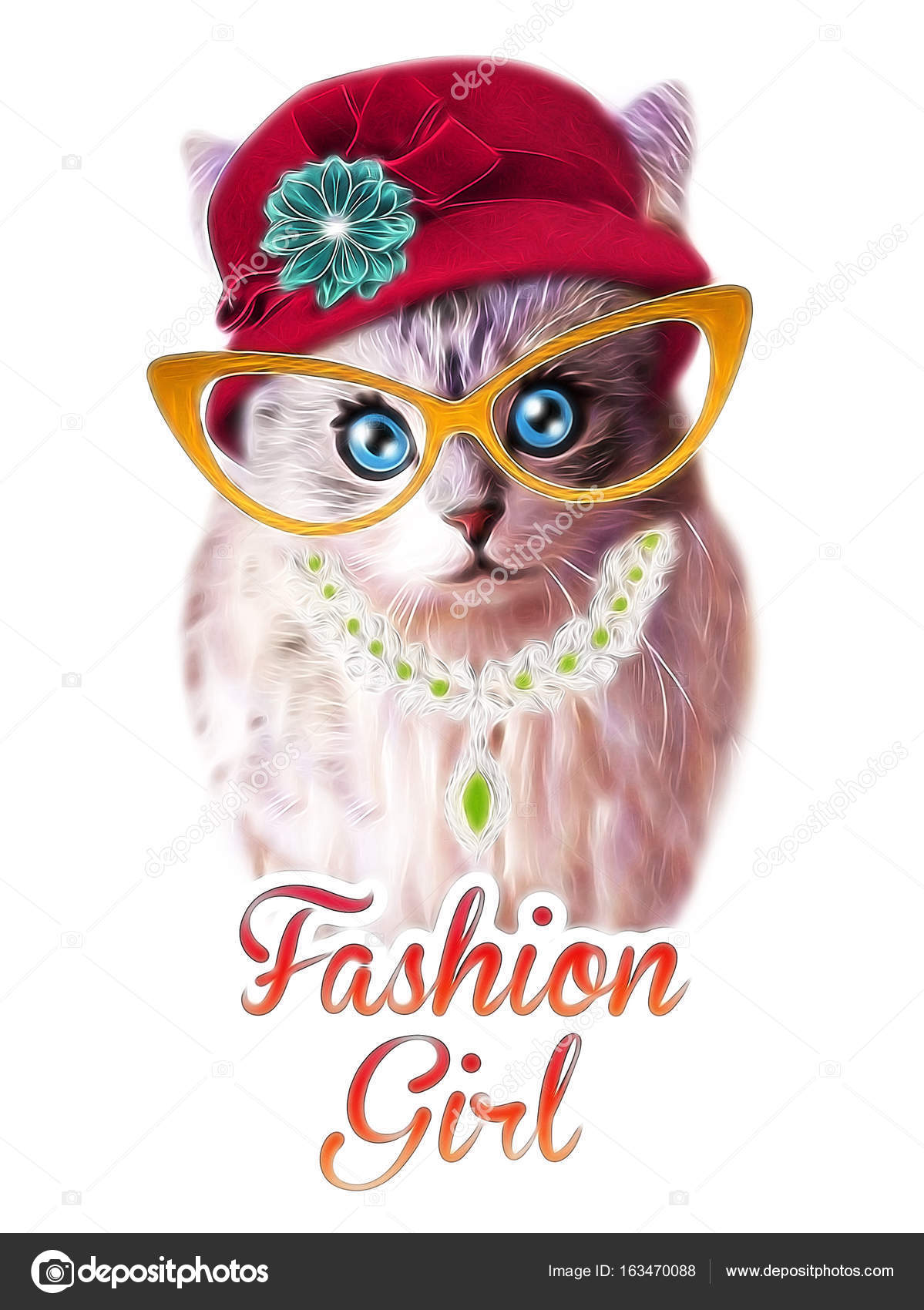 Gato divertido en sombrero y gafas Ilustración de stock #163470088