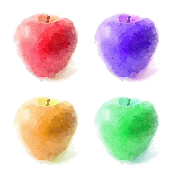 A set of watercolor apples — Stock Photo, Image