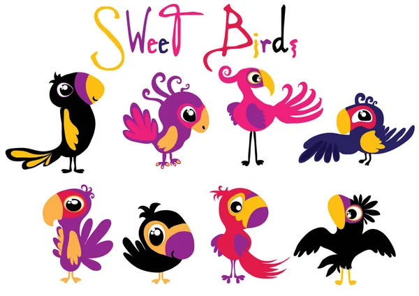 Gravures d'oiseaux doux — Image vectorielle