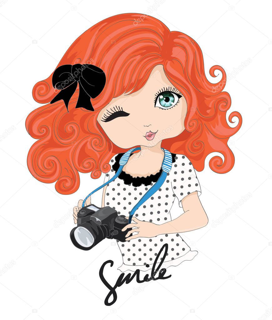 cute girl with photo camera