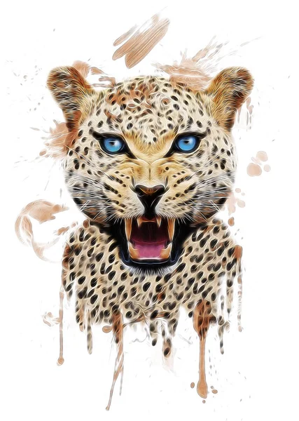 Cartaz de leopardo irritado — Fotografia de Stock