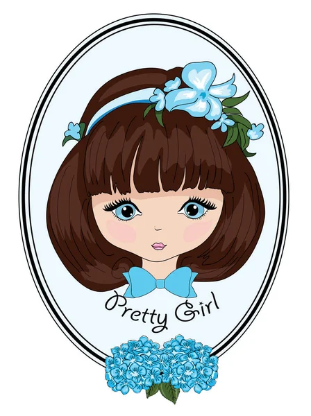 Beautiful girl portrait in a frame — Stock Vector