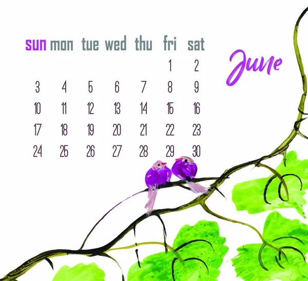 Haziran 2018. 2018 yıl için masa takvimi.