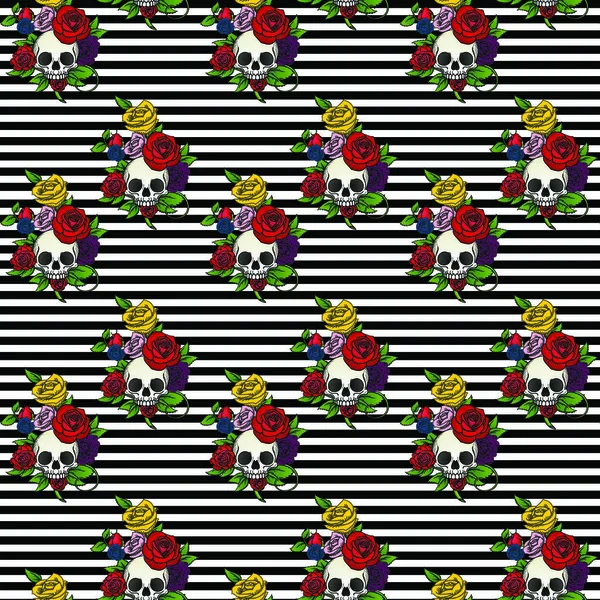 Geleneksel Meksika şeker kafatası dekorasyon, çiçek ve renkli