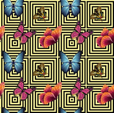 kelebek, siyah ve beyaz geometrik arka plan