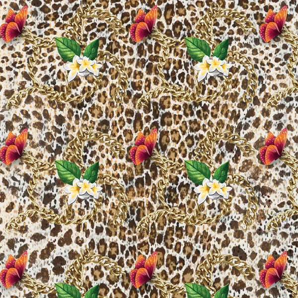 Patrón de cadena y leopardo — Foto de Stock