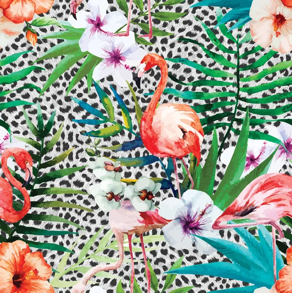 Soyut yinelenen hayvan desen. leopar ve flamingo