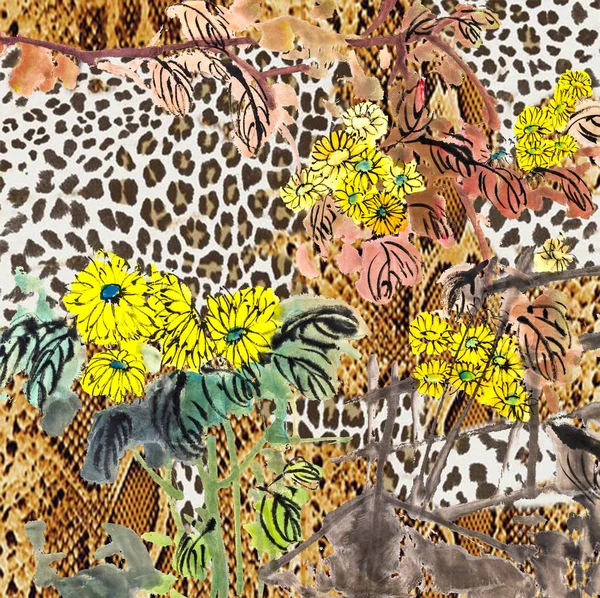 Padrão de leopardo flor fundo Imagens De Bancos De Imagens Sem Royalties