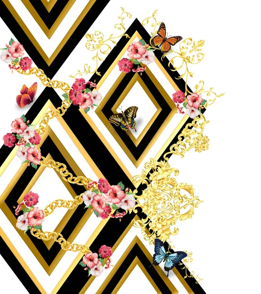 Barok çiçek desen arka plan 