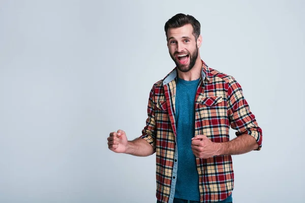 Viva Saúde Bonito Jovem Olhando Para Câmera Com Sorriso Gesto — Fotografia de Stock