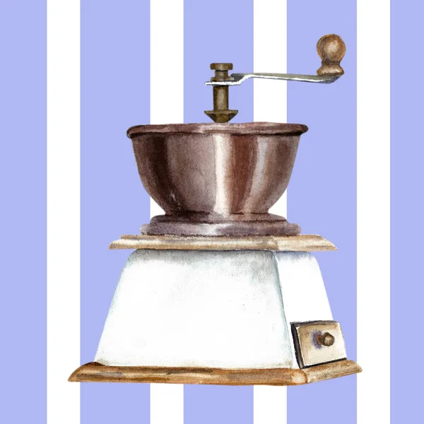 Coffee mill na paski tle — Zdjęcie stockowe