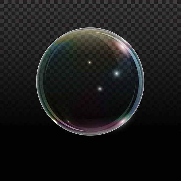 Мыльный пузырь с радужным отражением на прозрачном фоне. Прозрачный пенный пузырь, отличный дизайн для любых целей . — стоковый вектор