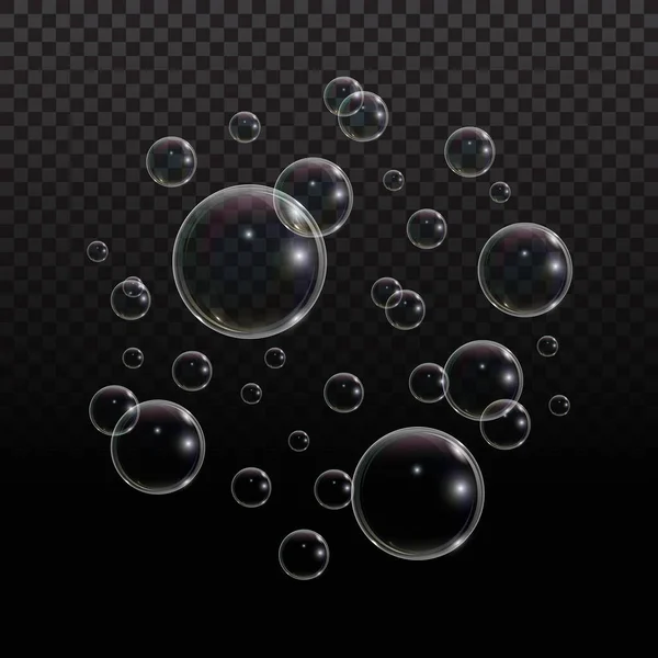 Seifenblase mit Regenbogenreflexion auf transparentem Hintergrund. transparente Schaumstoffblase, tolles Design für jeden Zweck. — Stockvektor