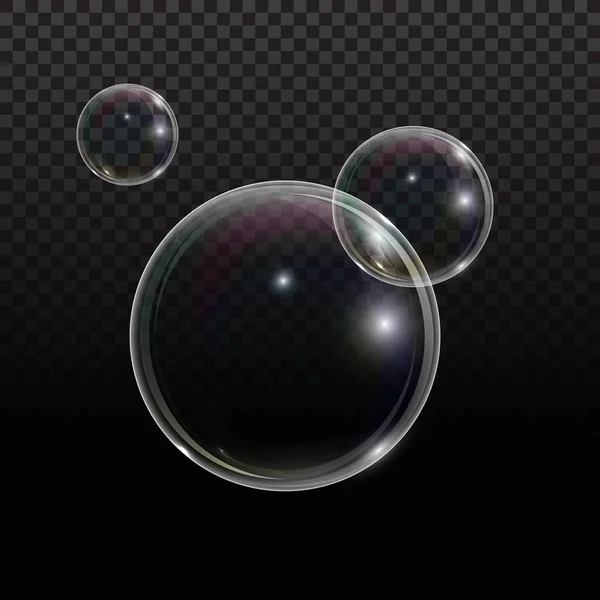 Seifenblase mit Regenbogenreflexion auf transparentem Hintergrund. transparente Schaumstoffblase, tolles Design für jeden Zweck. — Stockvektor